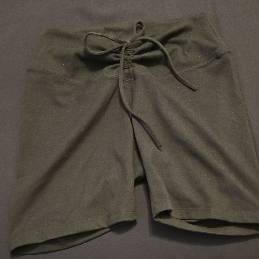 Victoria's Secret PINK Bike Short in Black with an adjustable waist front